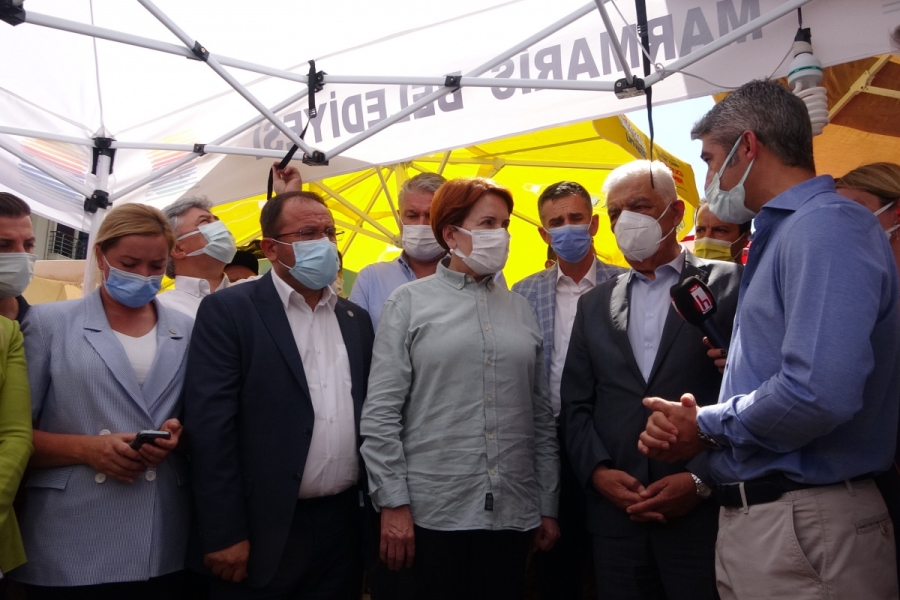 İYİ Parti Genel Başkanı Akşener orman yangınının sürdüğü Marmaris