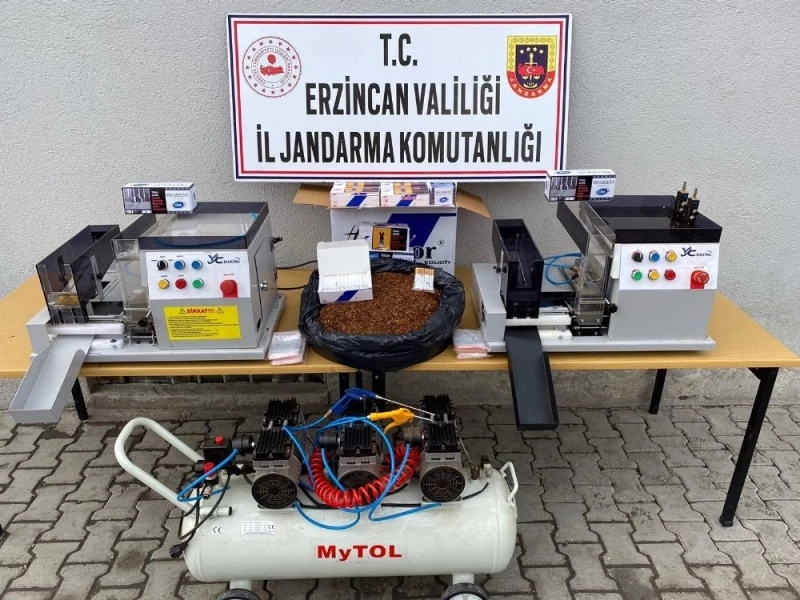 Erzincan’da kaçak sigara yapımında kullanılan malzemeler ele geçirildi
