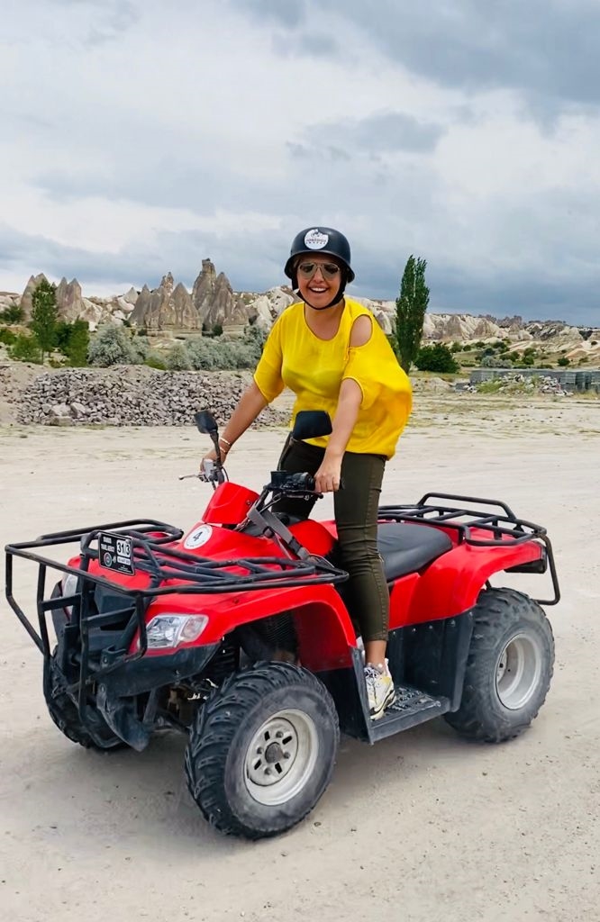 Evrim Başaran, Kapadokya’yı ATV motorla keşfe çıktı