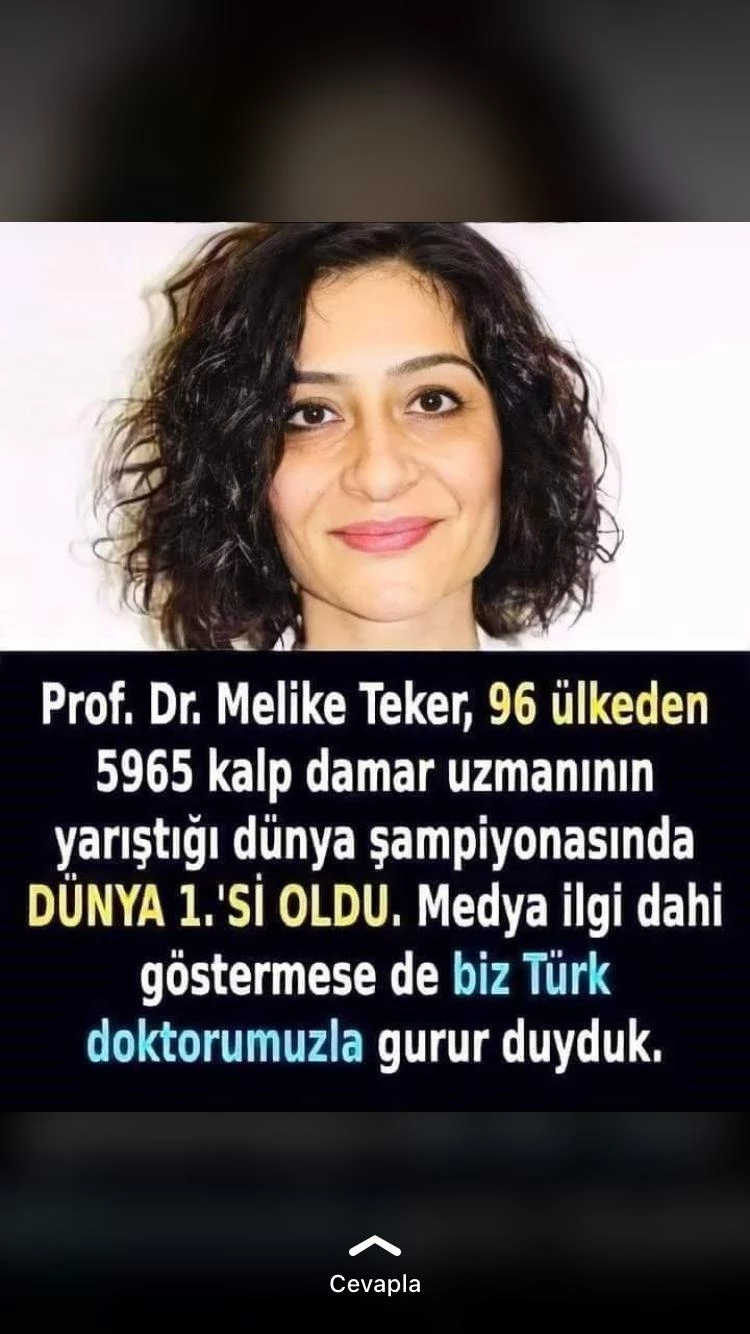 Prof. Dr. Melike Elif Teker 96 Ülkeden 5965 Kalp Damar Uzmanının Yariştığı Dünya Şampiyonasında Dünya 1.’Si Oldu
