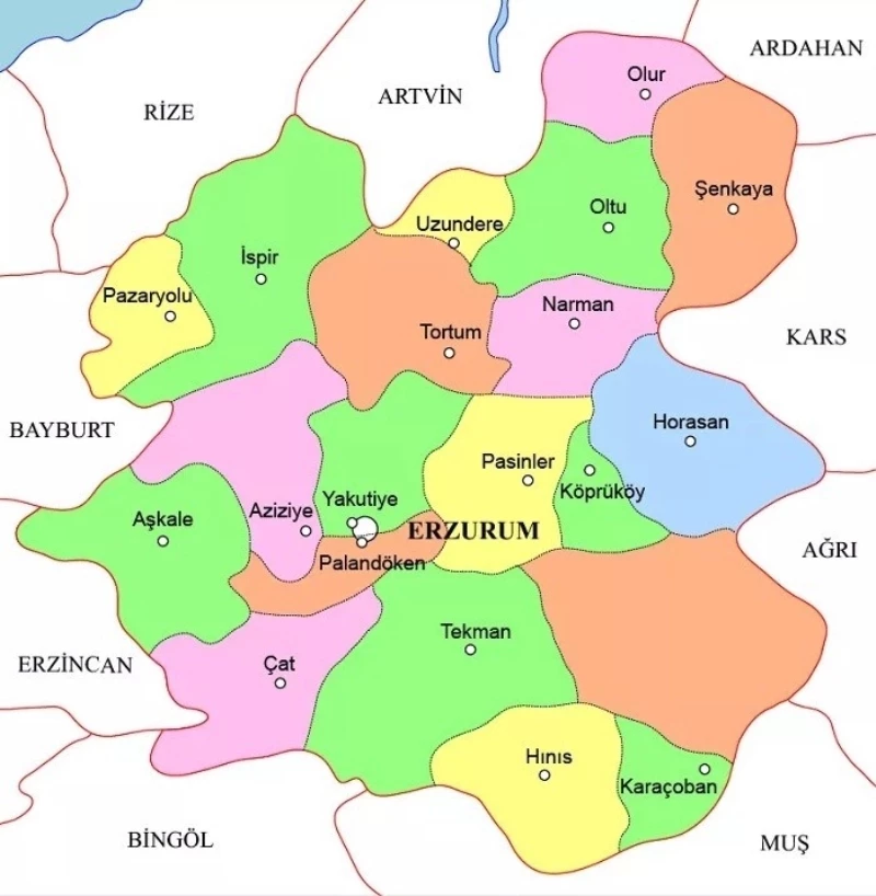Erzurum İlçelerinde Nüfus Dağılımı