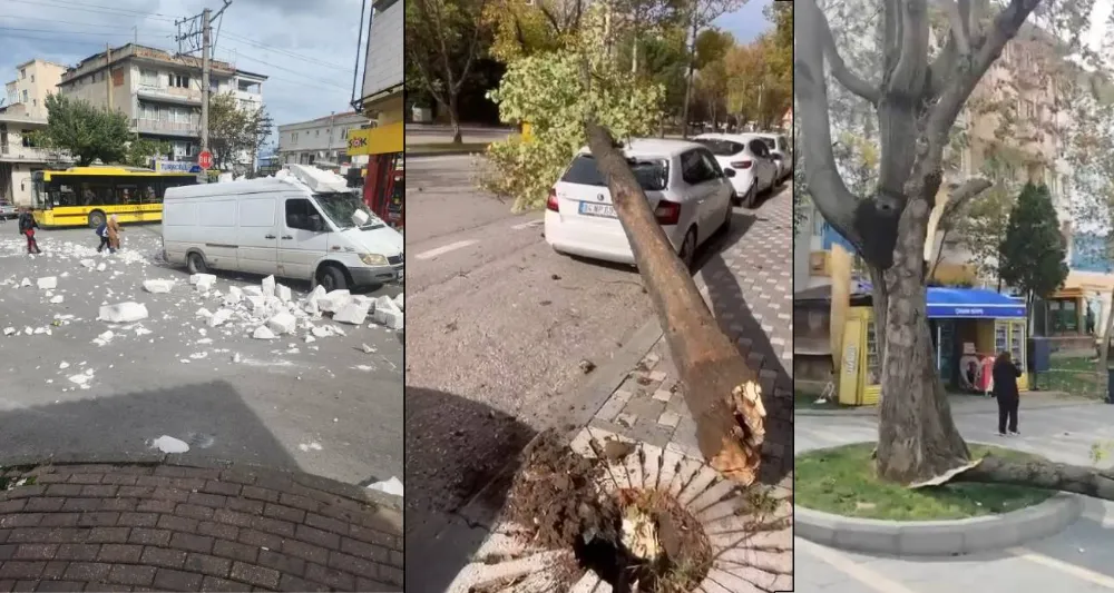 Bursa’da fırtına ağaçları devirdi, çatıları uçurdu