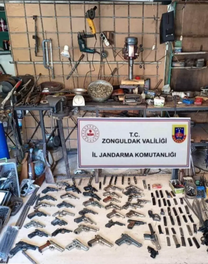 Zonguldak’ta kaçak silah imalathanesinde 30 binin üzerinde fişek ele geçirildi