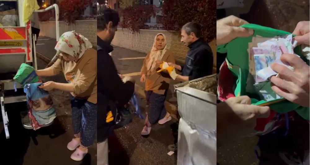 Para dolu çantayı yanlışlıkla çöpe attılar, çöp arabasını arayıp poşeti buldular